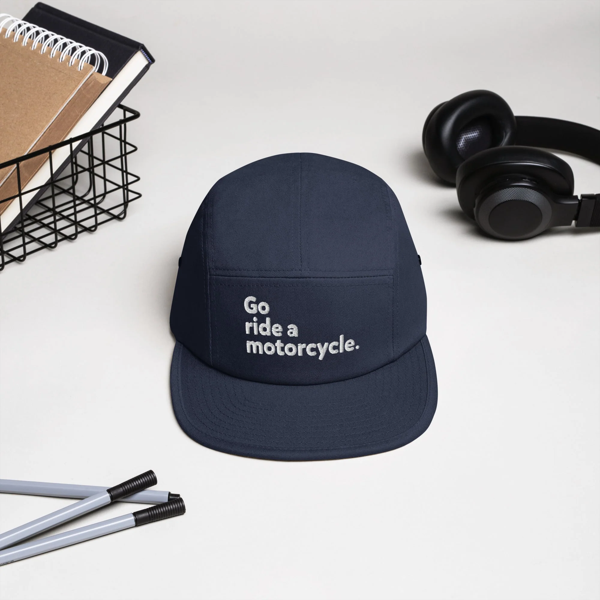 'Go ride a motorcycle' 5-Panel Camper Cap - Image 7