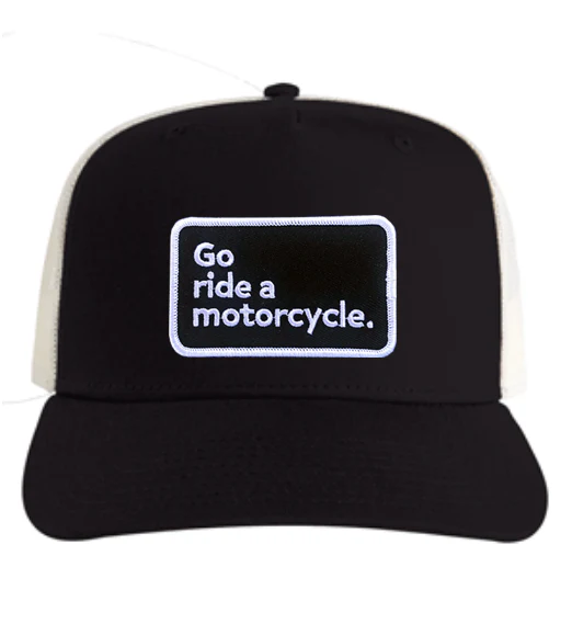 "Go ride a motorcycle" Mesh Contrast Trucker Hat - Image 2