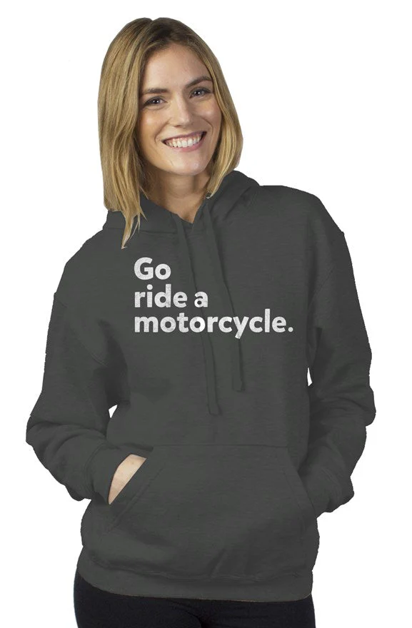 "Go ride a motorcycle" Unisex Pullover Hoodie - Image 3
